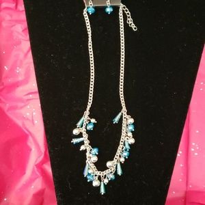 Blue and silver bead necklace